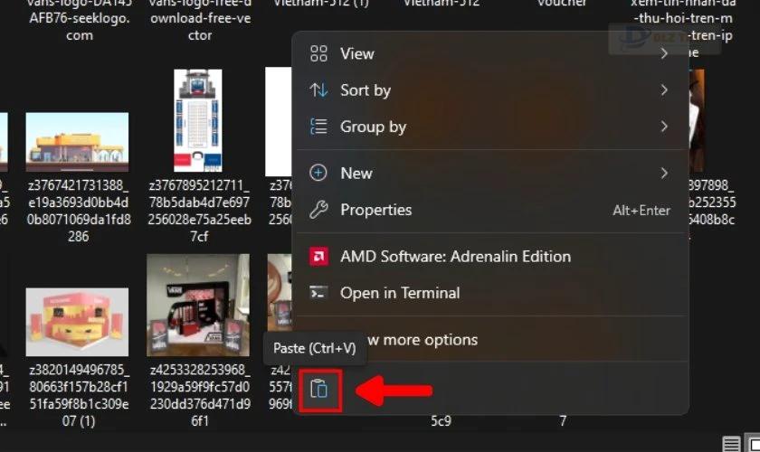 Dán ảnh vừa copy vào vị trí cần lưu ảnh