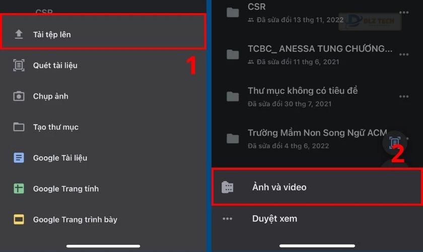 Bạn nhấn vào mục Ảnh và video để tải ảnh