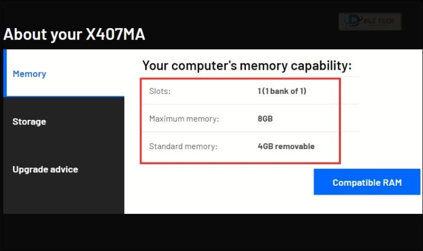 Số khe RAM trên laptop của bạn