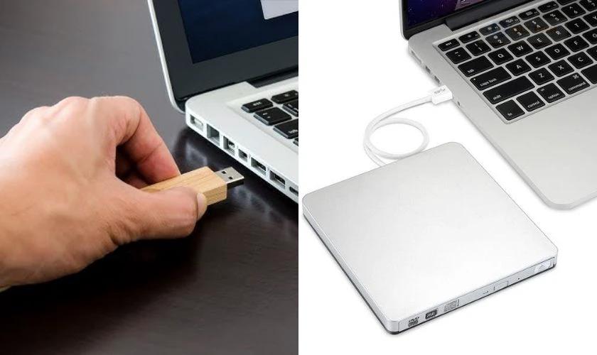 Dùng bộ nhớ ngoài, USB/SSD