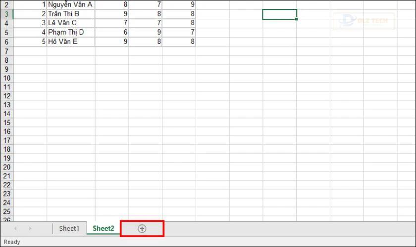 Tạo sheet mới trong Excel