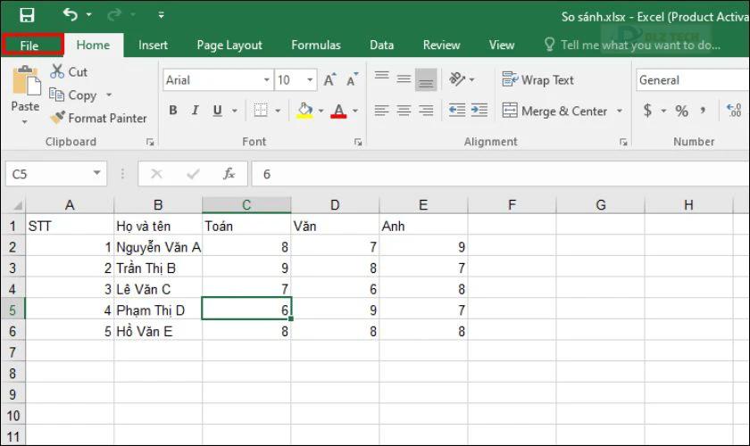 Mở File Excel