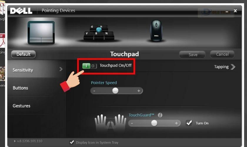 Chuyển trạng thái touchpad sang ON trên laptop Dell