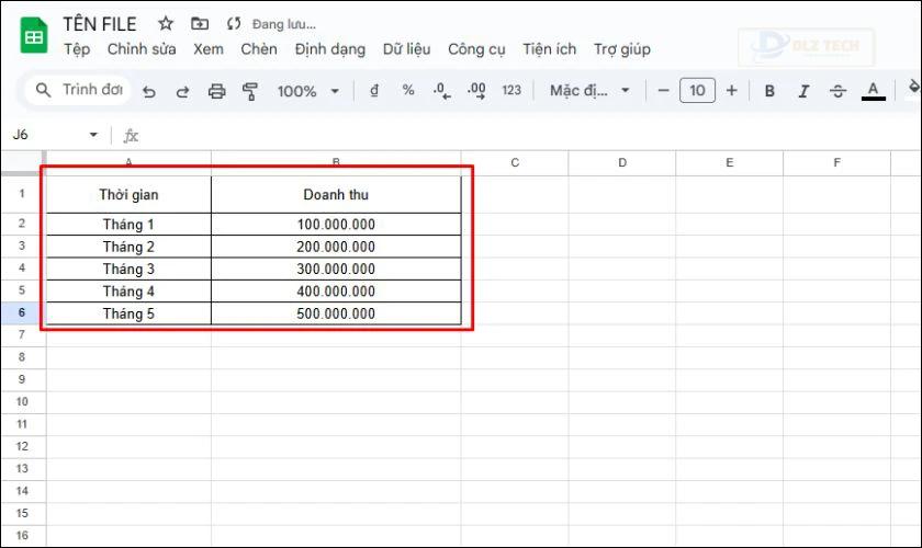 Cách tạo biểu đồ trong Google Sheet: Biểu đồ đường