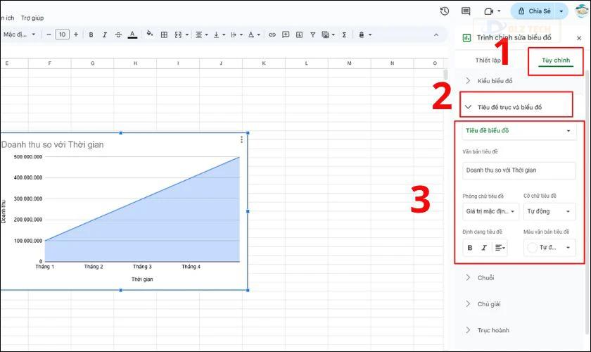 Cách tùy chỉnh biểu đồ trong Google Sheet