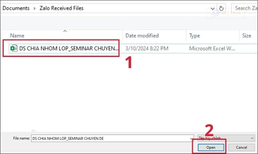Chọn tệp Excel từ máy tính để chuyển sang Google Sheets