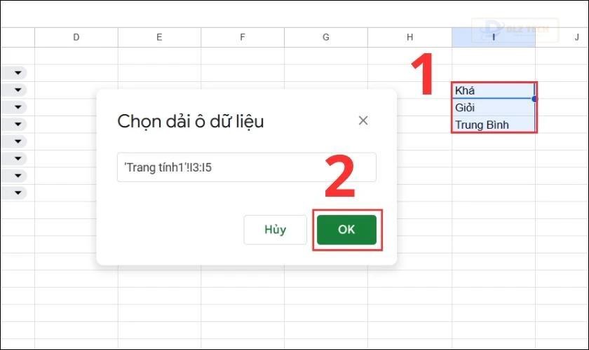Bôi đen dữ liệu có sẵn trong bảng tính