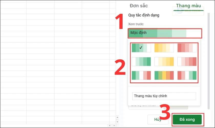 Tạo bảng drop list theo thang màu có sẵn trong Google Sheets