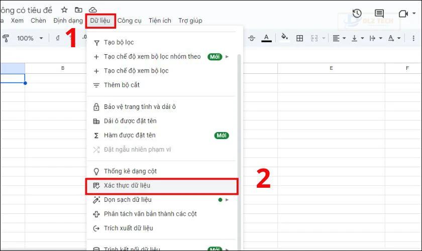 Cách tạo ô tick bằng công cụ Xác thực dữ liệu