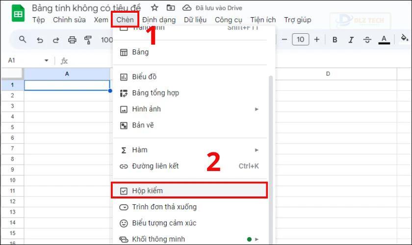 Cách tạo ô tick bằng Hộp kiểm