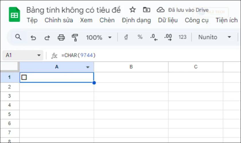 Ô tick xuất hiện sau khi sử dụng hàm CHAR