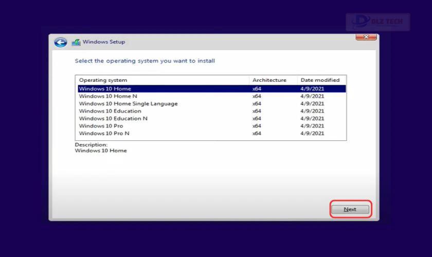 Chọn phiên bản hệ điều hành Windows 10