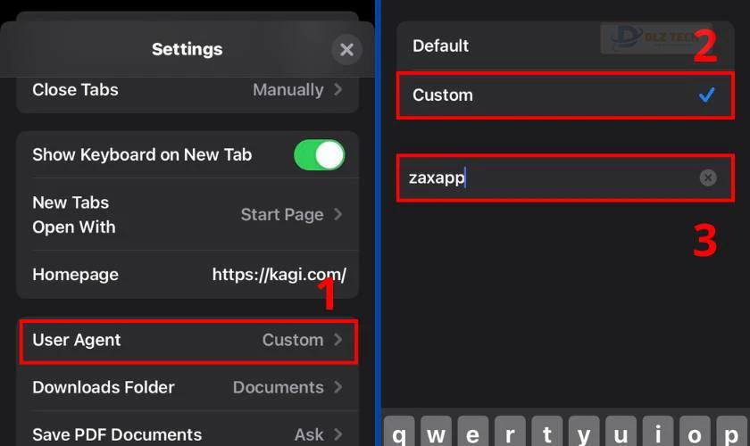 Tại giao diện mục Settings, bạn hãy tìm chọn vào mục User Agent