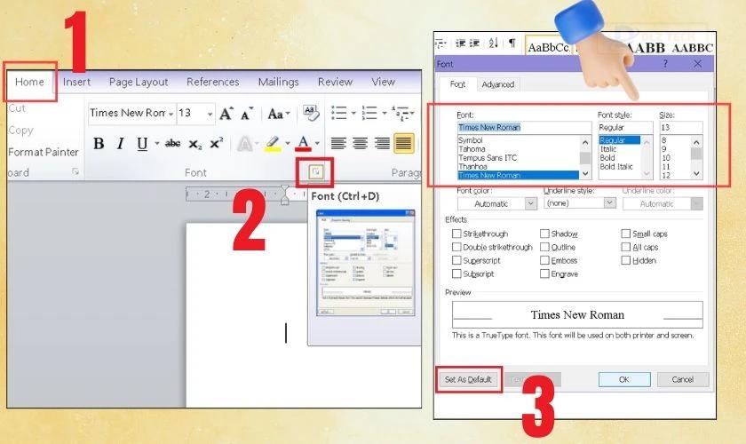 Khôi phục font chữ mặc định trong Word