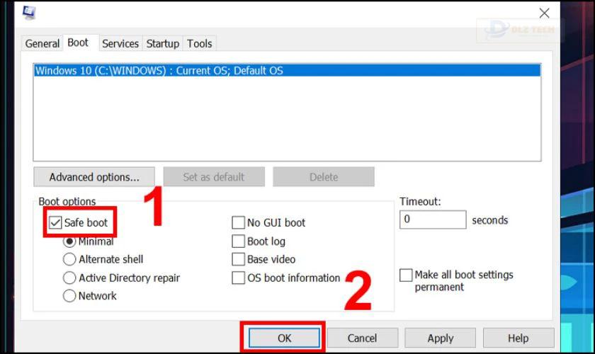 Khởi động lại máy để vào chế độ Safe Mode