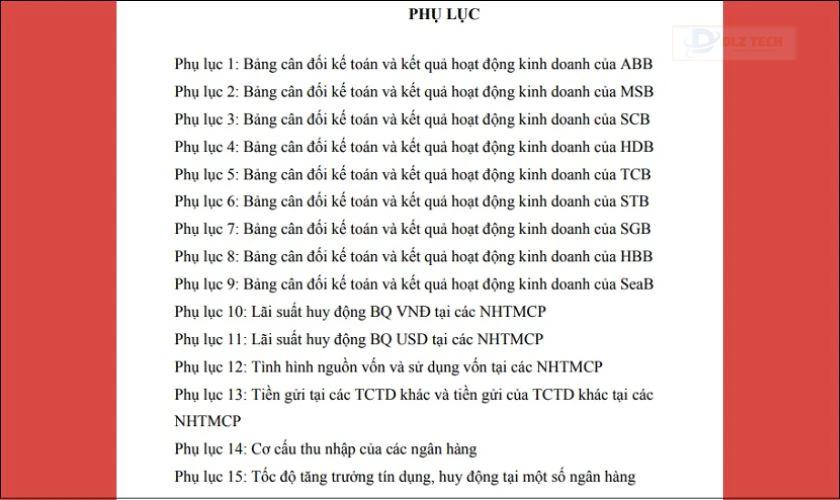 Hướng dẫn trình bày tiểu luận trong Word: Phụ lục