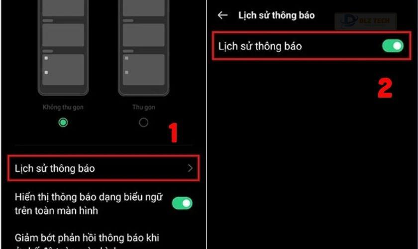 Kiểm tra xem điện thoại của bạn có tùy chọn Lịch sử thông báo