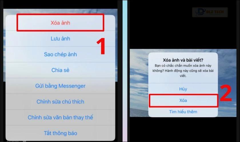 Sau đó chọn Xóa ảnh để hoàn tất việc xóa