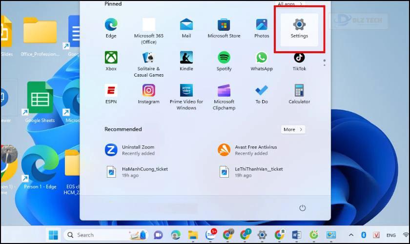 Mở PC Settings