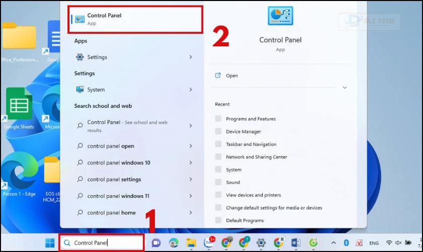 Hướng dẫn mở Control Panel