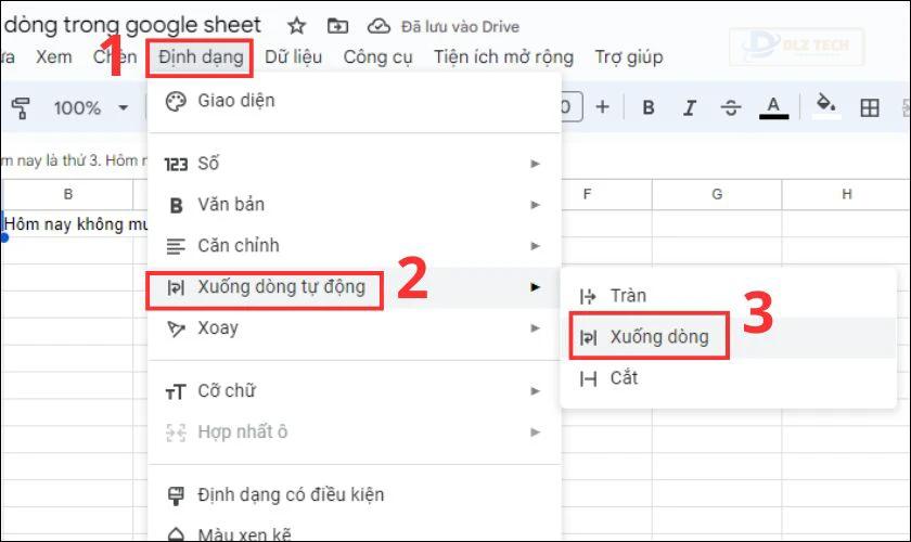 Nhấn vào mục Định dạng