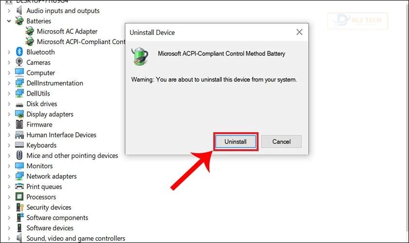 Nhấn chọn Uninstall để tiến hành gỡ cài đặt Driver