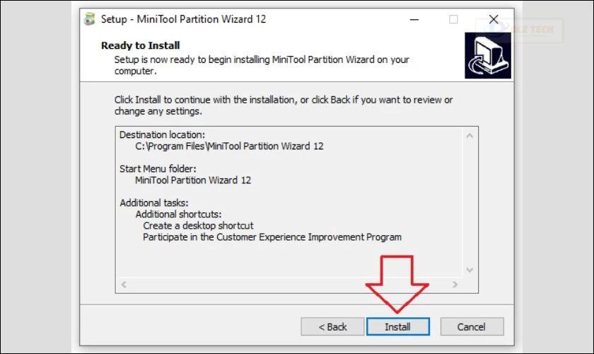 Nhấn Install để cài đặt phần mềm