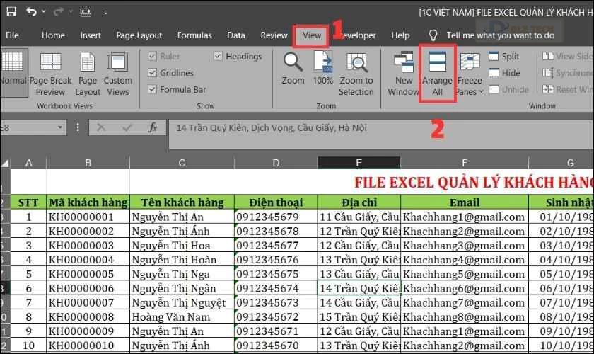 Hướng dẫn một vài thao tác khác với dữ liệu trang tính khi đã Split