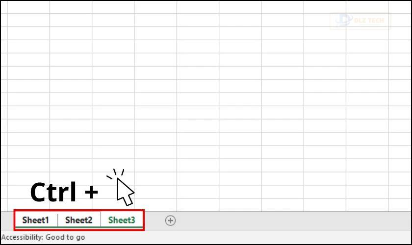 Nhấn giữ ctrl và chọn nhiều sheet