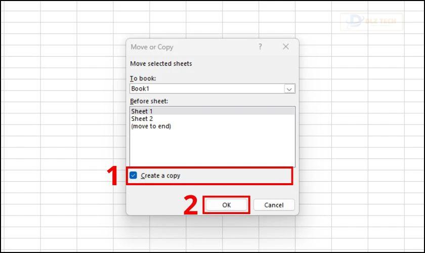 Nhấn vào tùy chọn Create a copy và chọn Ok