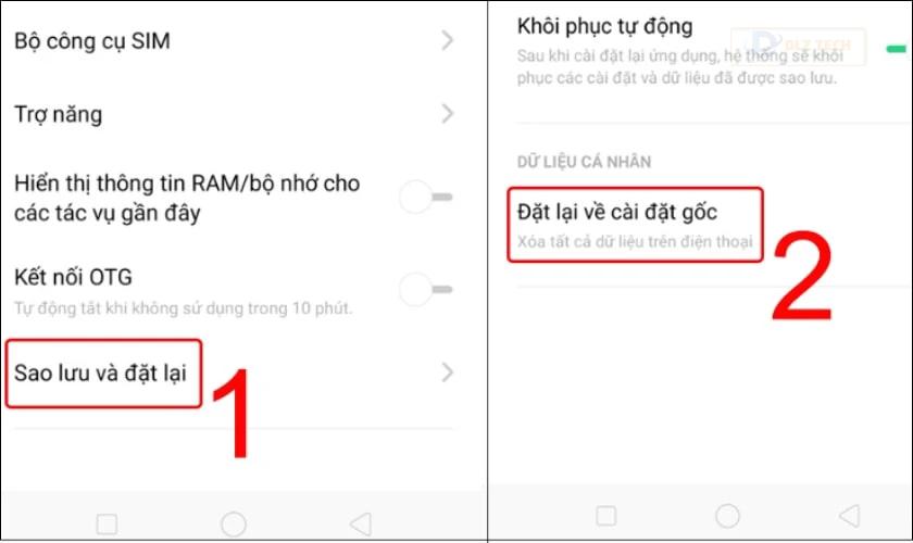 Cách cài đặt lại điện thoại OPPO