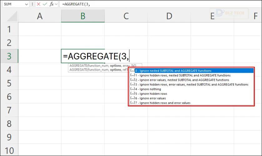 Bảng Function_num trong hàm AGGREGATE