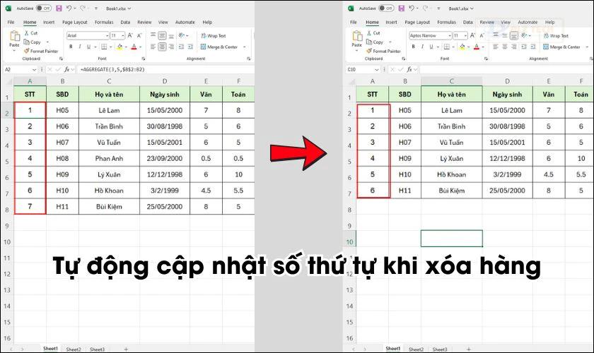 Đánh số thứ tự trong Excel bằng hàm AGGREGATE có lợi ích gì