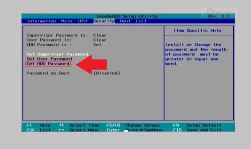 Hướng dẫn cách đặt mật khẩu ổ cứng thông qua BIOS