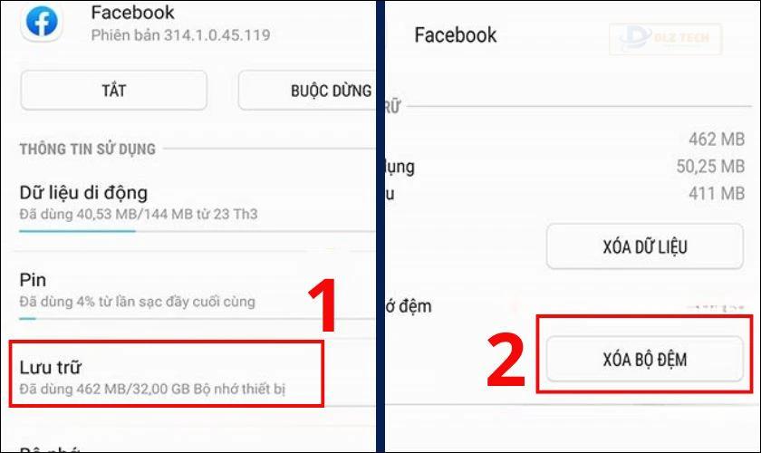 Xóa cache Facebook trên điện thoại