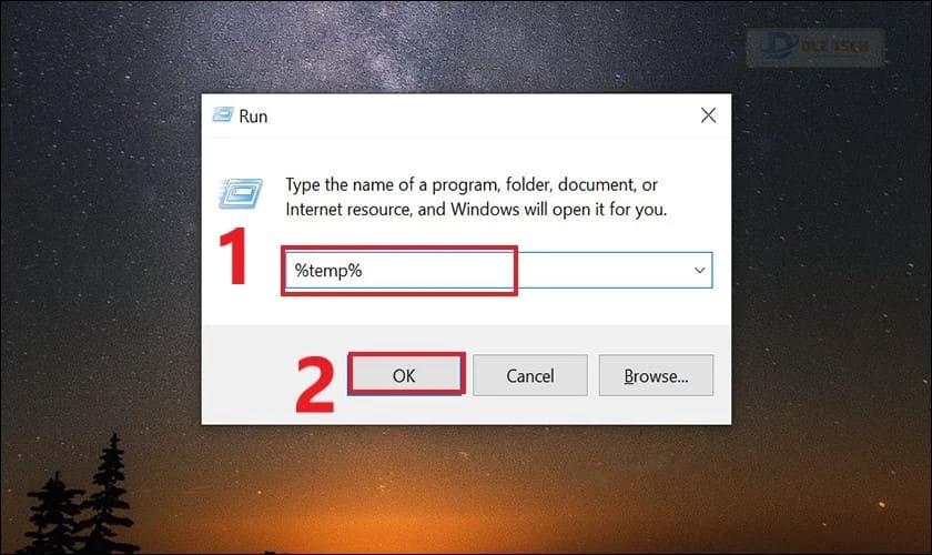 Để gộp ổ cứng Win 7, hãy xoá các File tạm thời