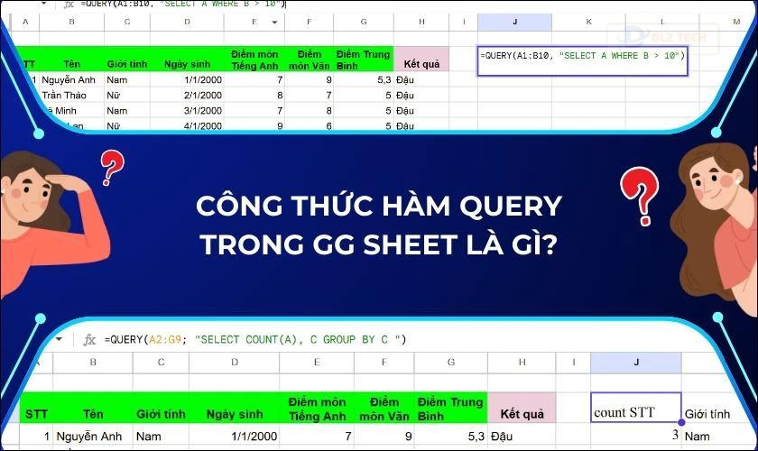 Công thức Hàm Query trong GG Sheet