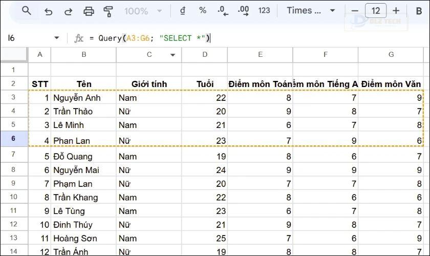 Cách sử dụng Hàm Query trong GG Sheet đơn giản nhất