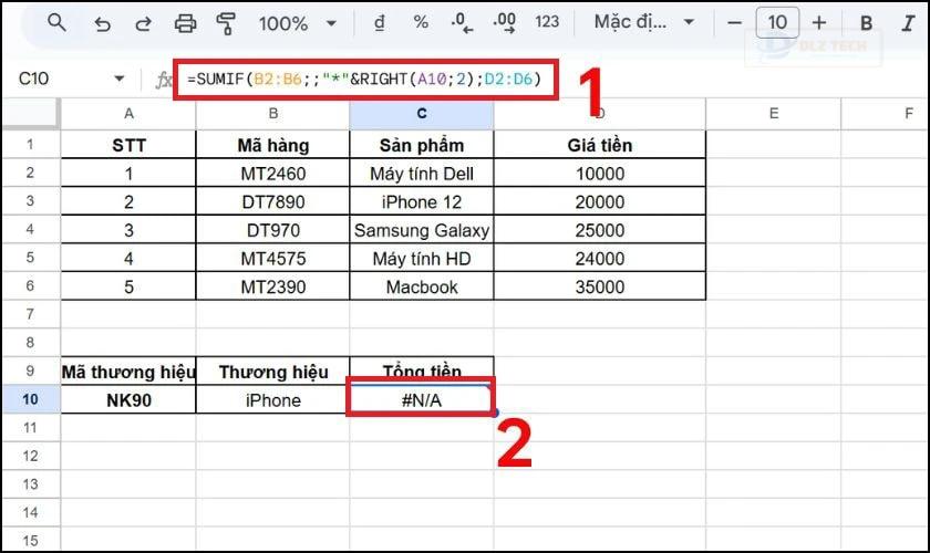 Lỗi thường gặp khi sử dụng hàm SUMIF