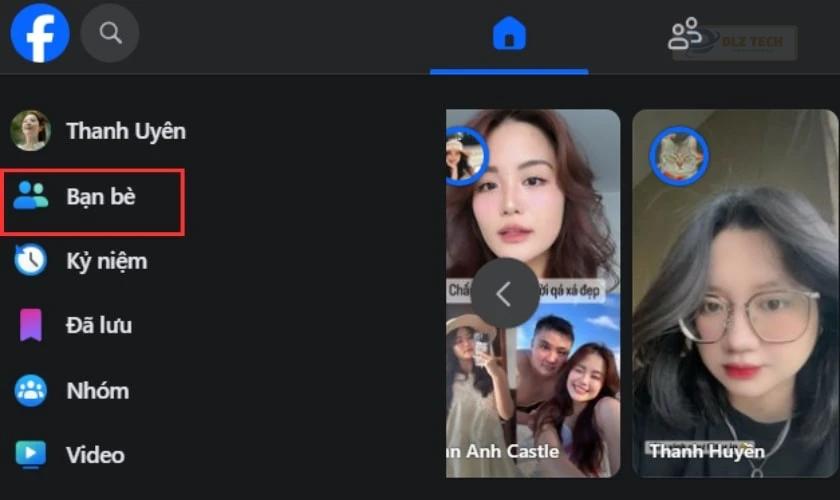 Mở mục Bạn bè