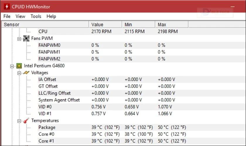 Phần mềm CPUID HWMonitor