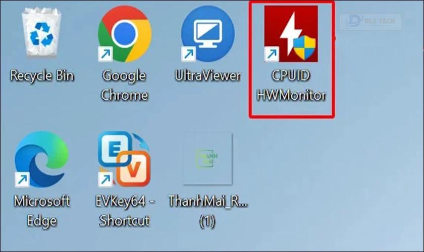 Chọn vào biểu tượng CPUID HWMonitor trên máy