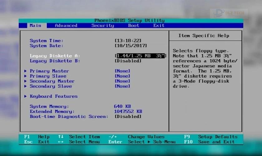 Khôi phục BIOS về dạng mặc định