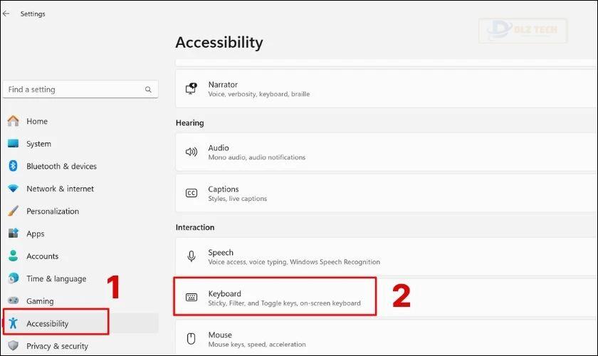 Tiếp theo đó, trên cửa sổ Settings, bạn cần chọn tùy chọn Accessibility trên màn hình