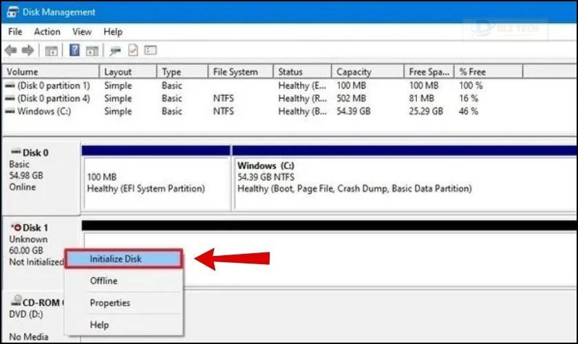 Bạn cần click chuột phải vào đó và chọn Initialize Disk