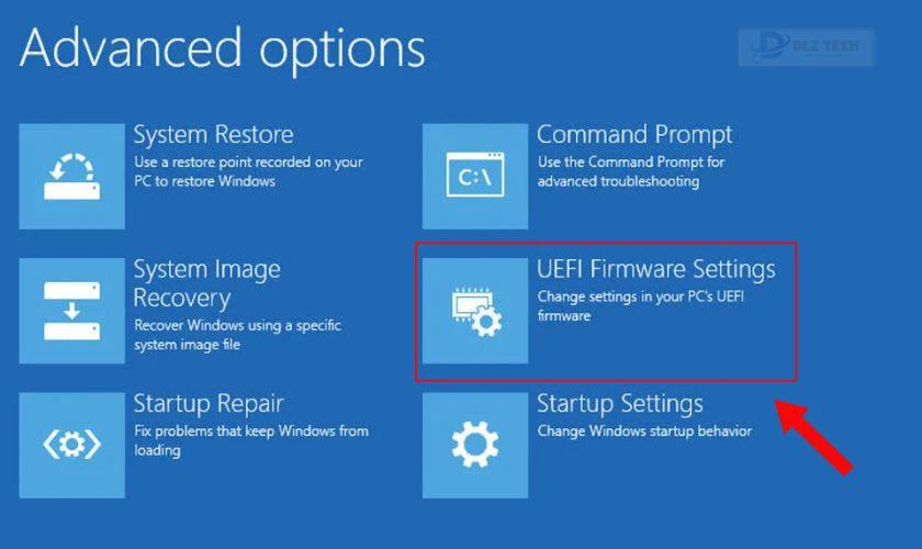 Nhấn vào mục UEFI Firmware settings