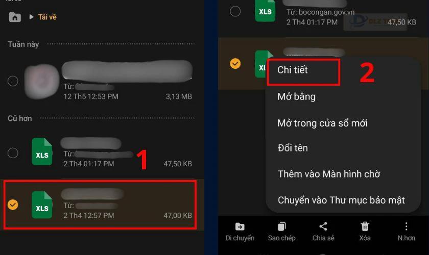 Chọn biểu tượng 3 chấm góc cuối bên phải và nhấn Chi tiết