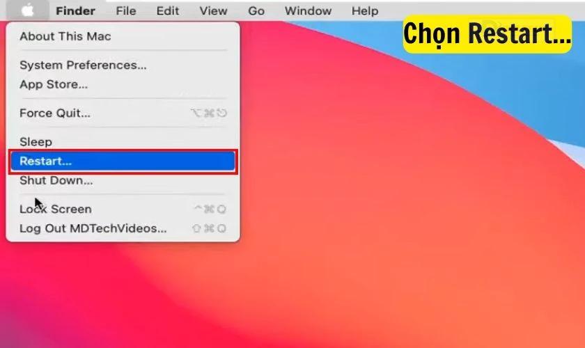Chọn Restart