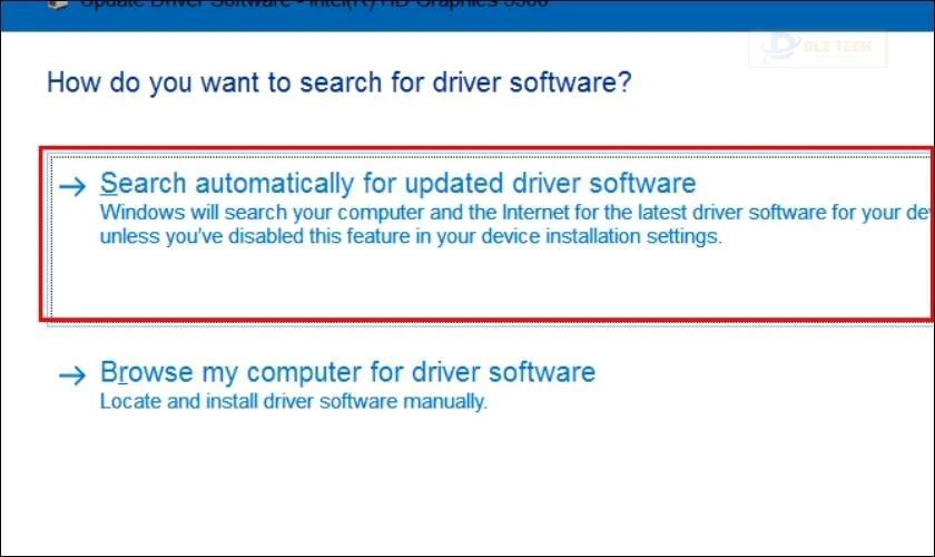 Trong cửa sổ mới hiện lên, bạn nhấn vào Search automatically for updated driver software