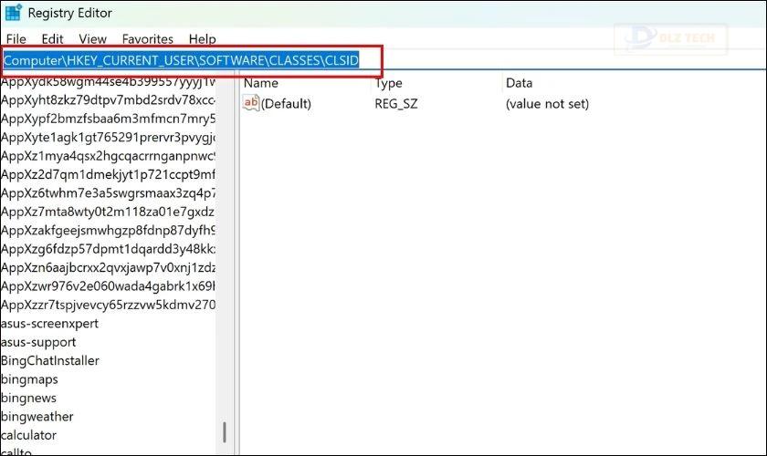 Trong cửa sổ Windows Registry, sao chép đường dẫn dán vào
